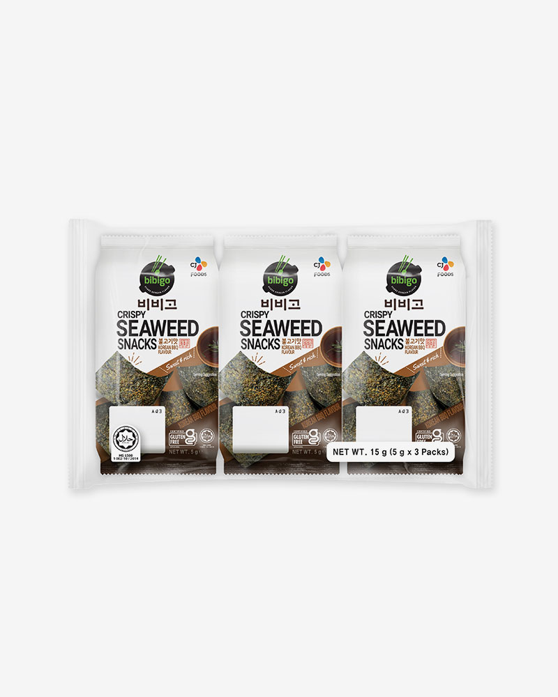 Bibigo Crispy Seaweed Snacks BBQ 5g Pk3